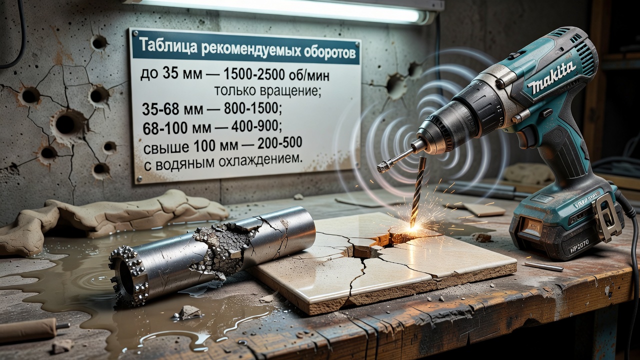 Частые ошибки при алмазном бурении дрелью с микроударом